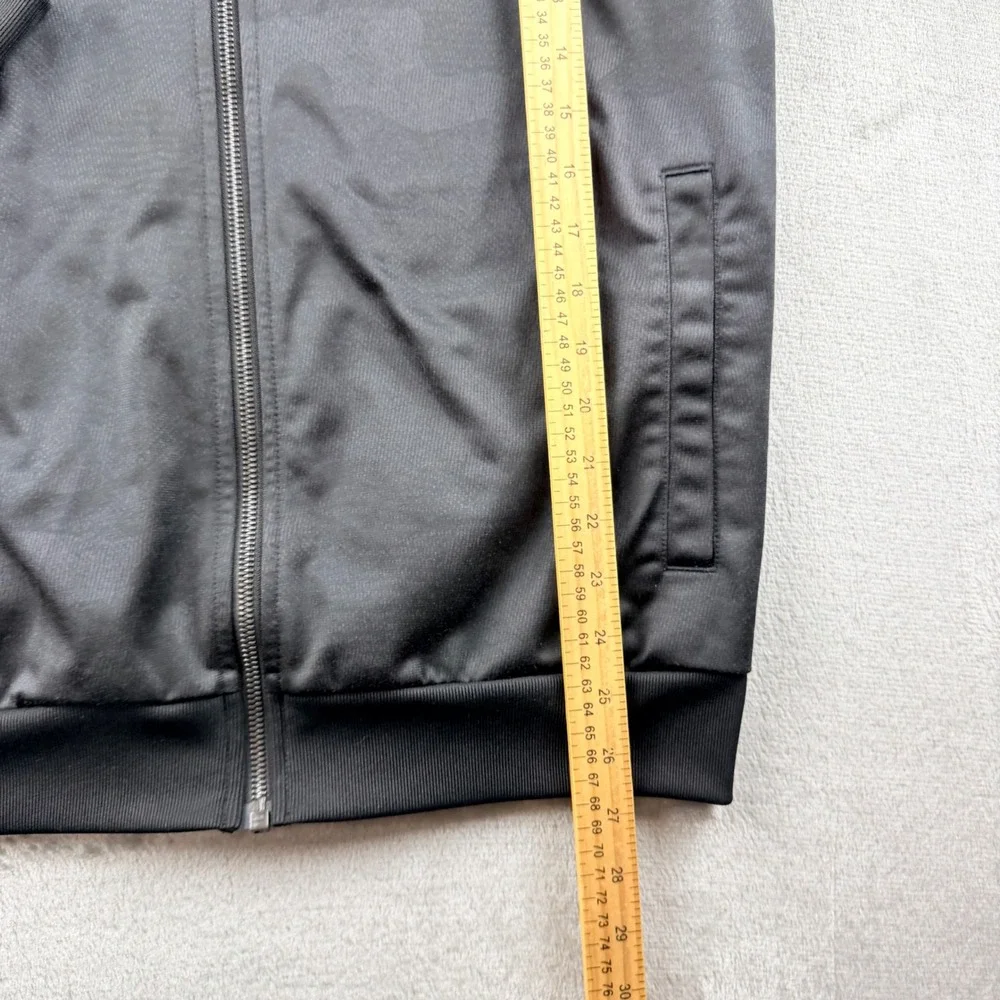 Adidas Men's Small Full Zip Track Jacket Black Camo Three Stripe Athletic